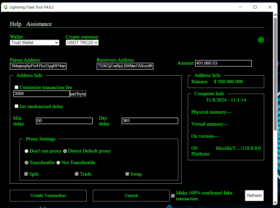 FLASH USDT TRANSACTION